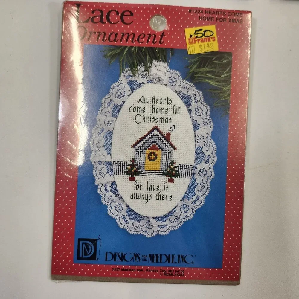 10 Designs for the Needle Counted Cross Stitch Lace Christmas Ornament Kits VTG